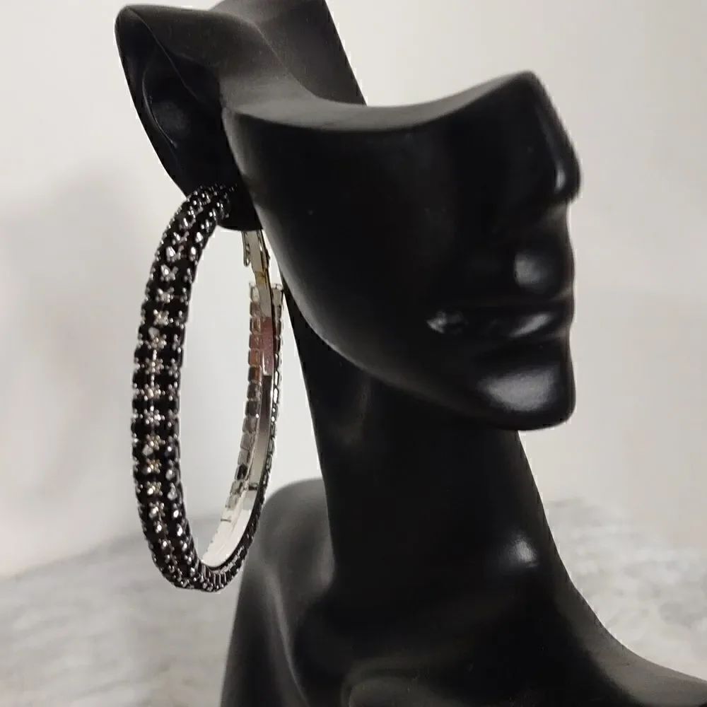 Austrian Crystal Hoop Earrings - Picture 2 of 8